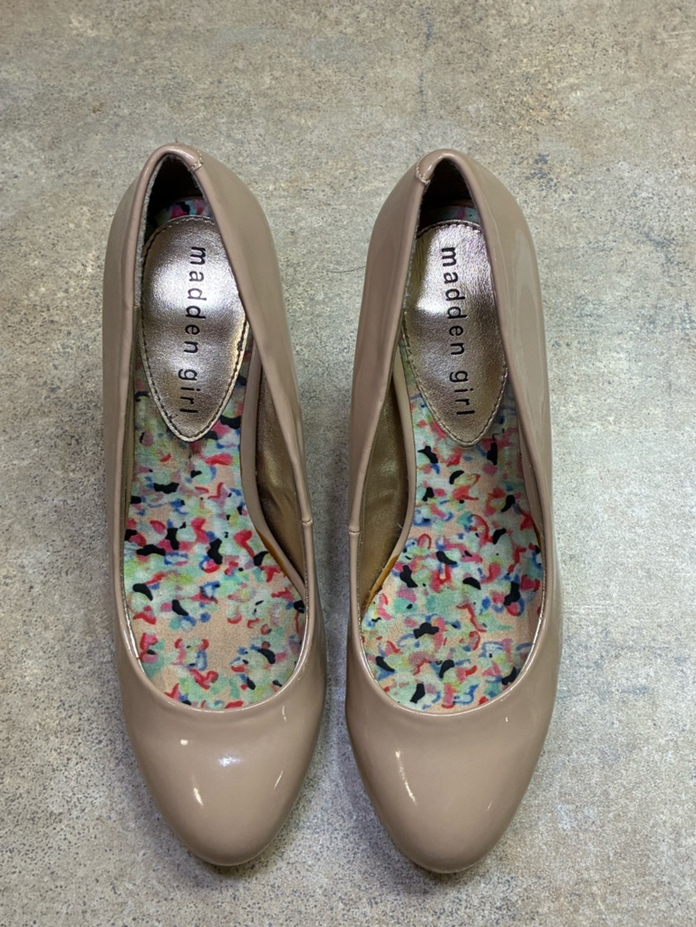 Madden Girl Nude Patent Round-Toe Pumps